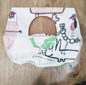 Authentic Custo Painted Canvas & Leather  handbag